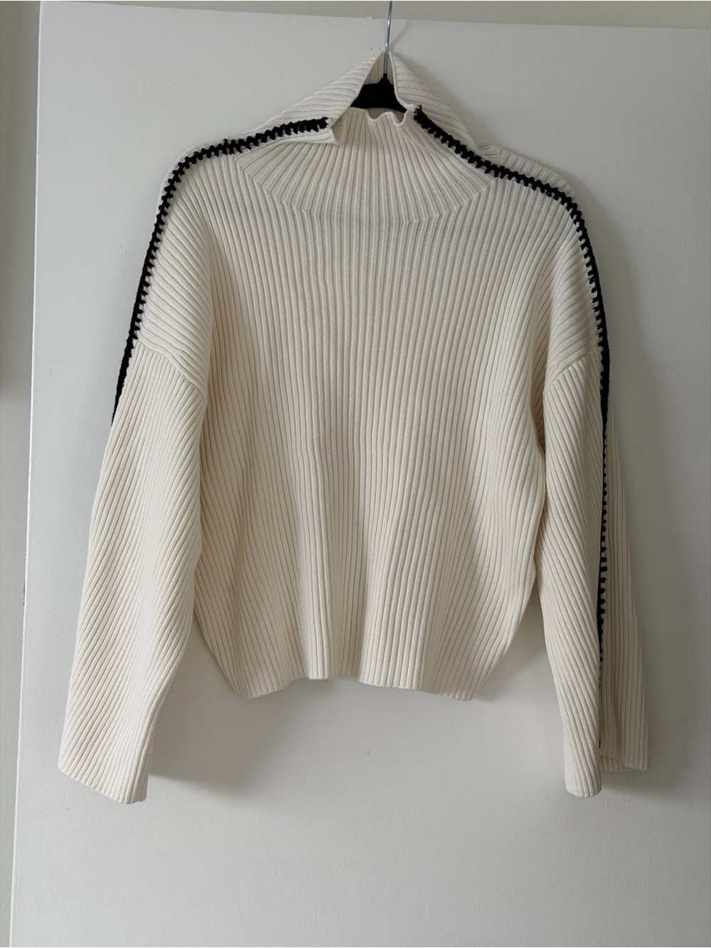 Rag & Bone Ingrid Turtleneck Organic Cotton Ribbed Sweater in Ivory - Size S / P
